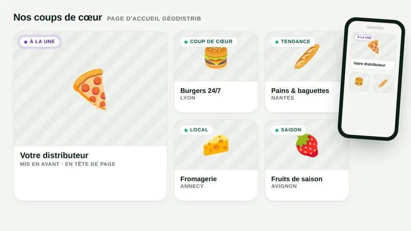 Aperçu : votre distributeur À la une dans la galerie de la page d'accueil (desktop et mobile)